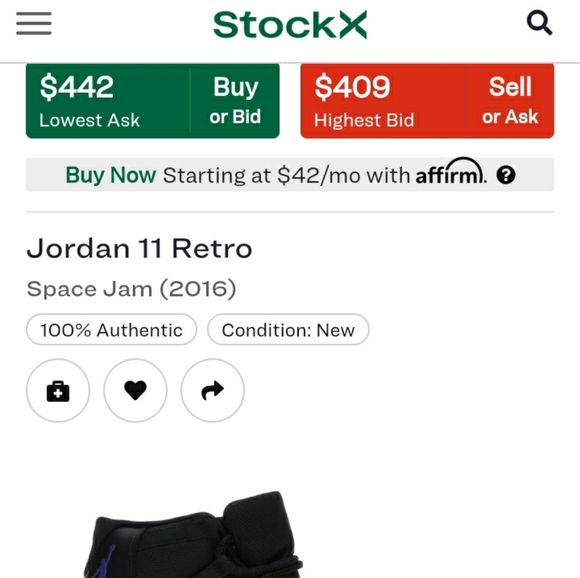 Space Jam 11's Jordan's, Black & Concord SZ 10 - Picture 7 of 8